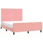 Pink velvet bed frame with headboard 140x190 cm by vidaXL, Beds and slatted bases - Ref: Foro24-3125817, Price: 196,48 €, Dis...