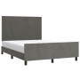 Dark gray velvet bed frame with headboard 140x190 cm by vidaXL, Beds and slatted bases - Ref: Foro24-3125630, Price: 216,13 €...
