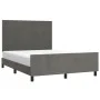 Dunkelgrauer Samtbettrahmen mit Kopfteil 140x190 cm von vidaXL, Betten und Lattenroste - Ref: Foro24-3125630, Preis: 210,79 €...