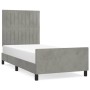 Light gray velvet bed frame with headboard 90x200 cm by vidaXL, Beds and slatted bases - Ref: Foro24-3125855, Price: 144,44 €...