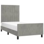 Light gray velvet bed frame with headboard 90x200 cm by vidaXL, Beds and slatted bases - Ref: Foro24-3125855, Price: 144,44 €...