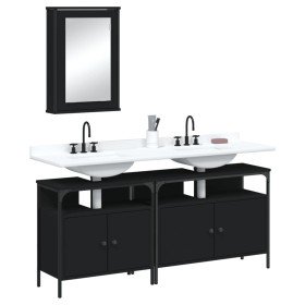 Juego de muebles de baño 3 pzas madera contrachapada negro Juego de muebles de baño 3 pzas madera contrachapada negro