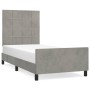 Estructura de cama con cabecero terciopelo gris claro 90x190 cm