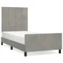 Light gray velvet bed frame with headboard 90x190 cm by vidaXL, Beds and slatted bases - Ref: Foro24-3125727, Price: 144,63 €...