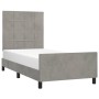 Estructura de cama con cabecero terciopelo gris claro 90x190 cm