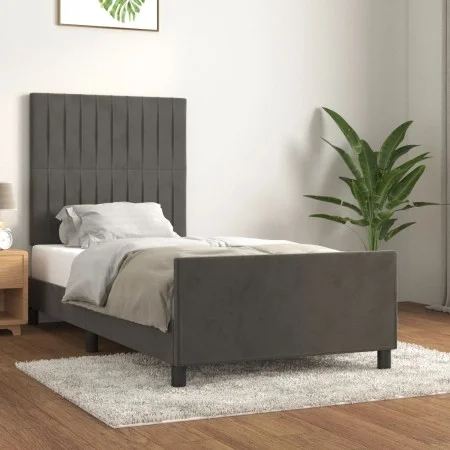 Dark gray velvet bed frame with headboard 80x200cm by vidaXL, Beds and slatted bases - Ref: Foro24-3125844, Price: 140,55 €, ...