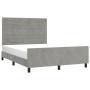 Bed frame with light gray velvet headboard 140x190cm by vidaXL, Beds and slatted bases - Ref: Foro24-3125818, Price: 206,68 €...