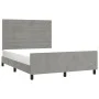 Bed frame with light gray velvet headboard 140x190cm by vidaXL, Beds and slatted bases - Ref: Foro24-3125818, Price: 202,74 €...