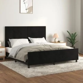 Bed frame with black velvet headboard 160x200 cm by vidaXL, Beds and slatted bases - Ref: Foro24-3125643, Price: 233,87 €, Di...