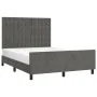 Dark gray velvet bed frame with headboard 140x190 cm by vidaXL, Beds and slatted bases - Ref: Foro24-3125996, Price: 222,35 €...