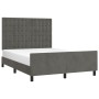 Estructura cama con cabecero terciopelo gris oscuro 140x190 cm