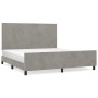 Bed frame with light gray velvet headboard 160x200cm by vidaXL, Beds and slatted bases - Ref: Foro24-3125641, Price: 207,21 €...