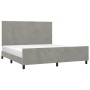 Bed frame with light gray velvet headboard 160x200cm by vidaXL, Beds and slatted bases - Ref: Foro24-3125641, Price: 207,21 €...