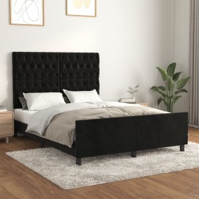 Bettgestell mit schwarzem Samtkopfteil 140x200 cm von vidaXL, Betten und Lattenroste - Ref: Foro24-3125942, Preis: 269,84 €, ...