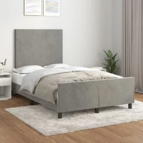 Light gray velvet bed frame with headboard 120x200cm by vidaXL, Beds and slatted bases - Ref: Foro24-3125623, Price: 155,47 €...