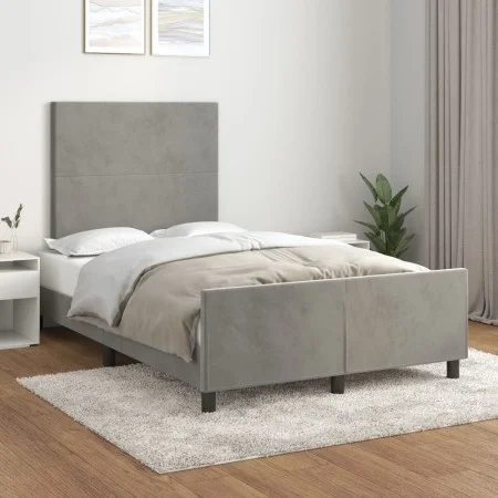 Light gray velvet bed frame with headboard 120x200cm by vidaXL, Beds and slatted bases - Ref: Foro24-3125623, Price: 155,47 €...