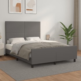 Bettgestell mit Kopfteil aus grauem Kunstleder 140x200cm von vidaXL, Betten und Lattenroste - Ref: Foro24-3125455, Preis: 213...