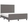 Bed frame with headboard gray synthetic leather 140x200cm by vidaXL, Beds and slatted bases - Ref: Foro24-3125455, Price: 209...