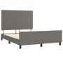 Bed frame with headboard gray synthetic leather 140x200cm by vidaXL, Beds and slatted bases - Ref: Foro24-3125455, Price: 209...