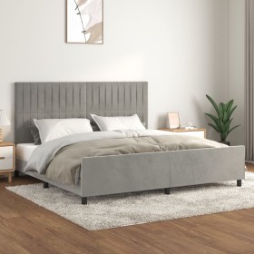Light gray velvet bed frame with headboard 200x200cm by vidaXL, Beds and slatted bases - Ref: Foro24-3125897, Price: 256,97 €...