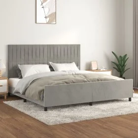 Light gray velvet bed frame with headboard 200x200cm by vidaXL, Beds and slatted bases - Ref: Foro24-3125897, Price: 253,76 €...