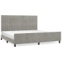 Light gray velvet bed frame with headboard 200x200cm by vidaXL, Beds and slatted bases - Ref: Foro24-3125897, Price: 256,97 €...
