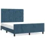 Dark blue velvet bed frame with headboard 140x190 cm by vidaXL, Beds and slatted bases - Ref: Foro24-3125938, Price: 225,36 €...