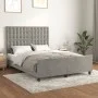 Bed frame with light gray velvet headboard 140x190cm by vidaXL, Beds and slatted bases - Ref: Foro24-3126001, Price: 234,99 €...