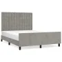 Bed frame with light gray velvet headboard 140x190cm by vidaXL, Beds and slatted bases - Ref: Foro24-3126001, Price: 234,99 €...