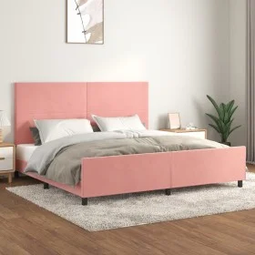 Pink velvet bed frame with headboard 200x200 cm by vidaXL, Beds and slatted bases - Ref: Foro24-3125658, Price: 210,48 €, Dis...