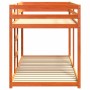 Litera de madera maciza de pino marrón cera 90x200 cm