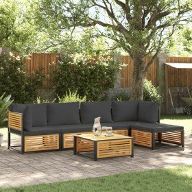 Set de sofás de jardín con cojines 6 pzas madera maciza acacia