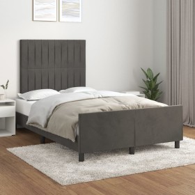 Estructura cama con cabecero terciopelo gris oscuro 120x200 cm