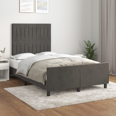 Dark gray velvet bed frame with headboard 120x200 cm by vidaXL, Beds and slatted bases - Ref: Foro24-3125868, Price: 187,89 €...