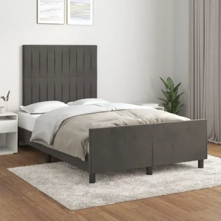 Dark gray velvet bed frame with headboard 120x200 cm by vidaXL, Beds and slatted bases - Ref: Foro24-3125868, Price: 183,53 €...