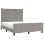 Bed frame with light gray velvet headboard 140x190cm by vidaXL, Beds and slatted bases - Ref: Foro24-3125812, Price: 190,48 €...