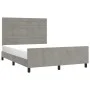 Bed frame with light gray velvet headboard 140x190cm by vidaXL, Beds and slatted bases - Ref: Foro24-3125812, Price: 187,31 €...