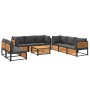 Set de sofás de jardín con cojines 9 pzas madera maciza acacia