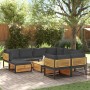 Set de sofás de jardín con cojines 10 pzas madera maciza acacia