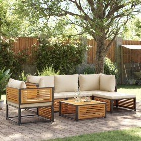 Set de sofás de jardín con cojines 6 pzas madera maciza acacia