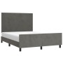 Dark gray velvet bed frame with headboard 140x200 cm by vidaXL, Beds and slatted bases - Ref: Foro24-3125636, Price: 218,63 €...