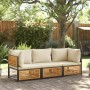 Set de sofás de jardín con cojines 3 pzas madera maciza acacia