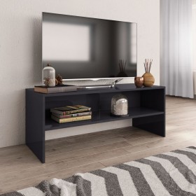 Mueble de TV madera contrachapada gris brillante 100x40x40 cm