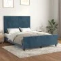 Dark blue velvet bed frame with headboard 140x200 cm by vidaXL, Beds and slatted bases - Ref: Foro24-3125639, Price: 204,18 €...