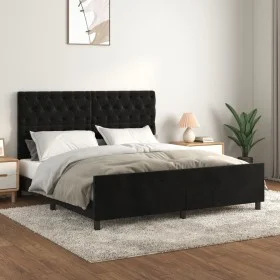Bed frame with black velvet headboard 160x200 cm by vidaXL, Beds and slatted bases - Ref: Foro24-3125948, Price: 260,72 €, Di...