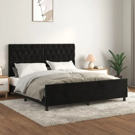 Estructura de cama con cabecero de terciopelo negro 160x200 cm de vidaXL, Camas y somieres - Ref: Foro24-3125948, Precio: 259...