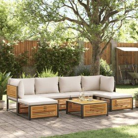 Set de sofás de jardín con cojines 7 pzas madera maciza acacia Set de sofás de jardín con cojines 7 pzas madera maciza acacia
