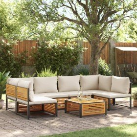 Set de sofás de jardín con cojines 7 pzas madera maciza acacia
