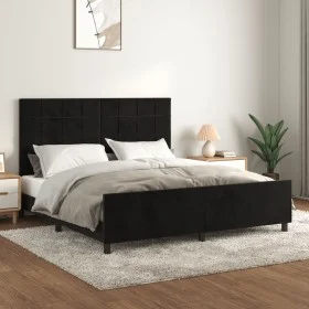 Bettgestell mit schwarzem Samtkopfteil 180x200 cm von vidaXL, Betten und Lattenroste - Ref: Foro24-3125771, Preis: 247,25 €, ...