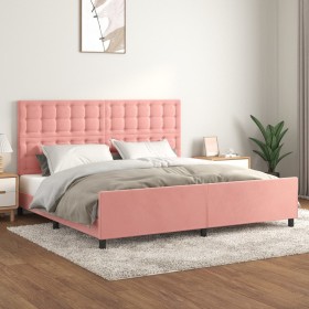 Estructura de cama con cabecero de terciopelo rosa 200x200 cm